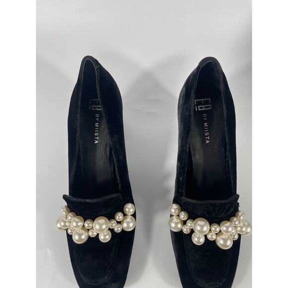 NWT Miista E8 Driel Velvet Chunky Block Heel Pumps Pearls Old Money Preppy 41 - Picture 5 of 14